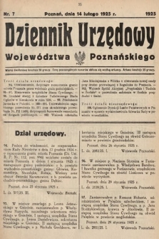 Dziennik Urzędowy Województwa Poznańskiego. 1925, nr 7