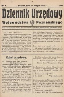Dziennik Urzędowy Województwa Poznańskiego. 1925, nr 8