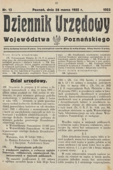 Dziennik Urzędowy Województwa Poznańskiego. 1925, nr 13