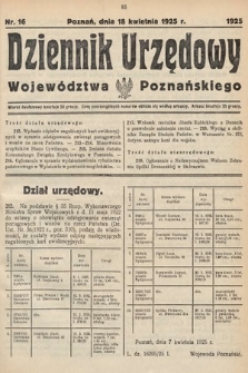 Dziennik Urzędowy Województwa Poznańskiego. 1925, nr 16