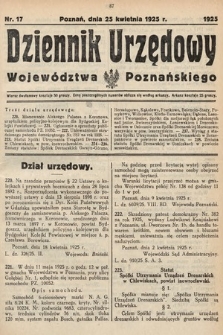 Dziennik Urzędowy Województwa Poznańskiego. 1925, nr 17