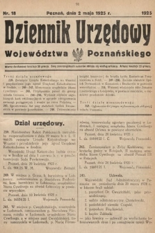 Dziennik Urzędowy Województwa Poznańskiego. 1925, nr 18