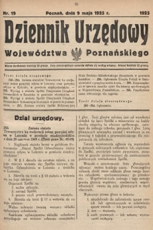 Dziennik Urzędowy Województwa Poznańskiego. 1925, nr 19
