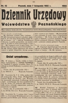 Dziennik Urzędowy Województwa Poznańskiego. 1925, nr 45