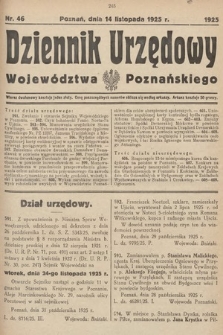 Dziennik Urzędowy Województwa Poznańskiego. 1925, nr 46