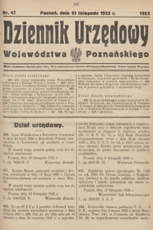Dziennik Urzędowy Województwa Poznańskiego. 1925, nr 47