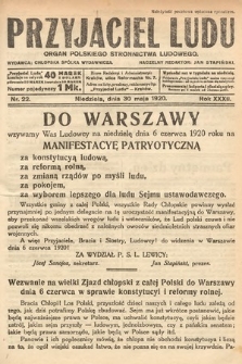 Przyjaciel Ludu : organ Polskiego Stronnictwa Ludowego. 1920, nr 22
