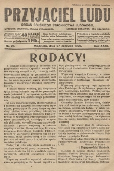 Przyjaciel Ludu : organ Polskiego Stronnictwa Ludowego. 1920, nr 26