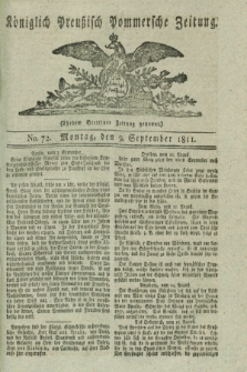Königlich Preußisch Pommersche Zeitung. 1811, No. 72 (9 September)
