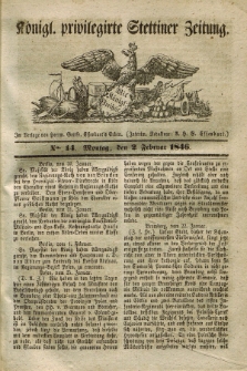 Königl. privilegirte Stettiner Zeitung. 1846, No. 14 (2 Februar) + dod.