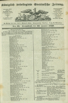 Königlich privilegirte Stettinische Zeitung. 1849, No. 11 (13 Januar) + dod.