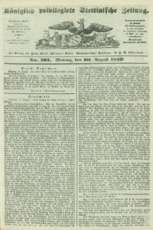 Königlich privilegirte Stettinische Zeitung. 1849, No. 192 (20 August) + dod.