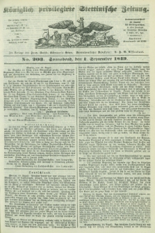 Königlich privilegirte Stettinische Zeitung. 1849, No. 203 (1 September) + dod.