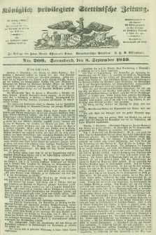 Königlich privilegirte Stettinische Zeitung. 1849, No. 209 (8 September) + dod.