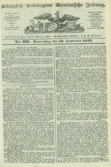 Königlich privilegirte Stettinische Zeitung. 1849, No. 213 (13 September) + dod.