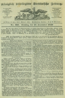 Königlich privilegirte Stettinische Zeitung. 1849, No. 217 (18 September) + dod.