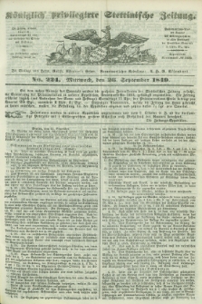 Königlich privilegirte Stettinische Zeitung. 1849, No. 224 (26 September) + dod.