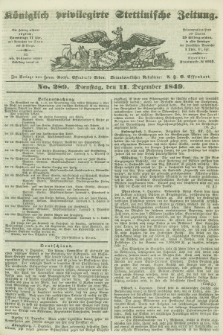 Königlich privilegirte Stettinische Zeitung. 1849, No. 289 (11 Dezember) + dod.