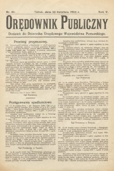 Orędownik Publiczny : dodatek do Dziennika Urzędowego Województwa Pomorskiego. 1925, nr 10
