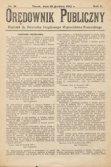 Orędownik Publiczny : dodatek do Dziennika Urzędowego Województwa Pomorskiego. 1925, nr 31