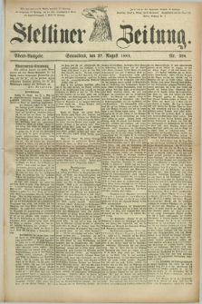 Stettiner Zeitung. 1881, Nr. 398 (27 August) - Abend-Ausgabe