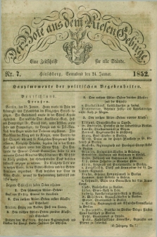 Der Bote aus dem Riesen-Gebirge : eine Zeitschrift für alle Stände. Jg.40, Nr. 7 (24 Januar 1852) + dod.