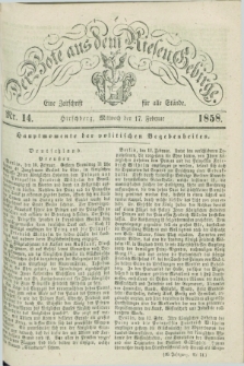 Der Bote aus dem Riesen-Gebirge : eine Zeitschrift für alle Stände. Jg.46, Nr. 14 (17 Februar 1858) + dod.