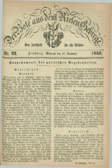 Der Bote aus dem Riesen-Gebirge : eine Zeitschrift für alle Stände. Jg.46, Nr. 92 (17 November 1858) + dod.
