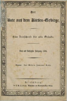Der Bote aus dem Riesen-Gebirge : eine Zeitschrift für alle Stände. Jg.53, Nr. 1 (4 Januar 1865) + dod.
