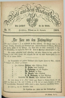 Der Bote aus dem Riesen-Gebirge : eine Zeitschrift für alle Stände. Jg.56, Nr. 77 (23 September 1868) + dod.