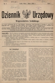 Dziennik Urzędowy Województwa Łódzkiego. 1920, nr 1