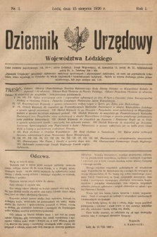 Dziennik Urzędowy Województwa Łódzkiego. 1920, nr 3