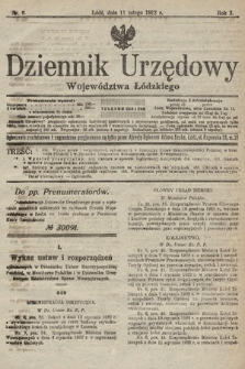 Dziennik Urzędowy Województwa Łódzkiego. 1922, nr 6