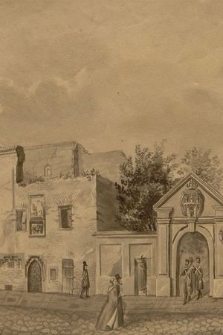 Bursa Długosza w Krakowie przy ulicy Grodzkiej obok kościoła S. piotra przed iey zburzeniem w roku 1841