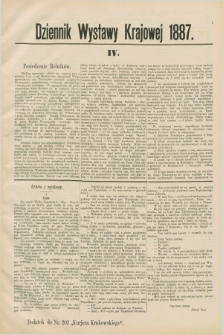 Dziennik Wystawy Krajowej. 1887, [nr] 4 (5 września)