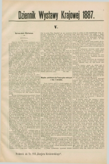 Dziennik Wystawy Krajowej. 1887, [nr] 5 (6 września)