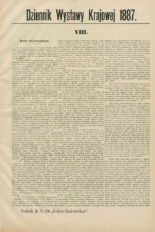 Dziennik Wystawy Krajowej. 1887, [nr] 8 (10 września)