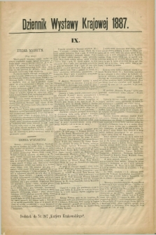 Dziennik Wystawy Krajowej. 1887, [nr] 9 (11 września)
