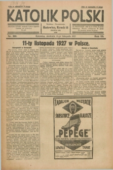 Katolik Polski. R.3, nr 261 (13 listopada 1927) + dod.