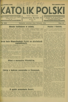 Katolik Polski. R.4, nr 265 (15 listopada 1928) + dod.
