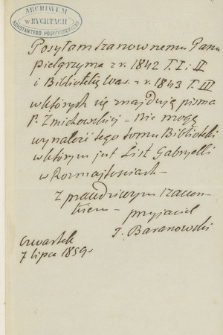 Fragment korespondencji Hipolita Skimborowicza z lat 1842-1880