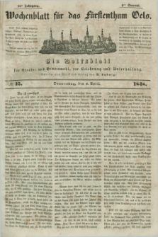 Wochenblatt für das Fürstenthum Oels : ein Volksblatt für Staats- und Gemeinwohl, zur Belehrung und Unterhaltung. Jg.15, № 15 (6 April 1848)