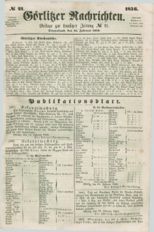 Görlitzer Nachrichten : beilage zur Lausitzer Zeitung. 1856, № 21 (16 Februar)