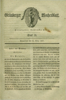 Gruenberger Wochenblatt. 1827, Stück 13 (31 März)