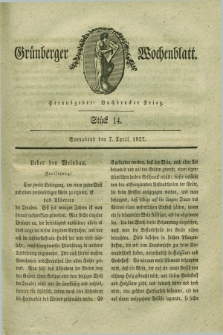 Gruenberger Wochenblatt. 1827, Stück 14 (7 April)