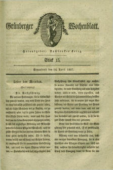 Gruenberger Wochenblatt. 1827, Stück 15 (14 April)