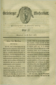 Gruenberger Wochenblatt. 1827, Stück 17 (28 April)