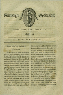 Gruenberger Wochenblatt. 1827, Stück 40 (6 Oktober)