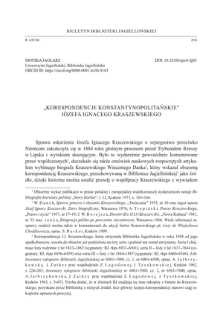 „Constantinople Correspondence” of Józef Ignacy Kraszewski