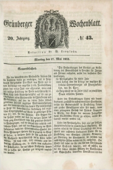 Gruenberger Wochenblatt. Jg.20, №. 43 (27 Mai 1844)